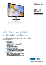 Philips LCD monitor with USB, 2 ms 220C1SB 220C1SB/05 Dépliant
