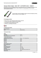 Phoenix Contact Sensor/Actuator cable SAC-12P- 1,5-PUR/FS SCO 1430611 1430611 Data Sheet