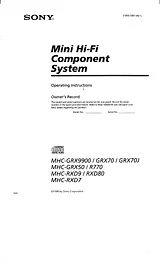 Sony MHC-RXD9 Manual