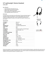 V7 Lightweight Stereo Headset HA201-2EP Prospecto