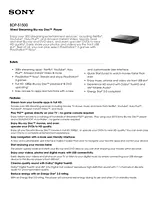 Sony BDP-S1500 Foglio Delle Specifiche