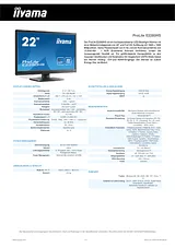 iiyama E2280HS-1 E2280HS-B Data Sheet