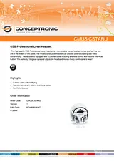 Conceptronic USB Professional Level Headset 1208011 Справочник Пользователя