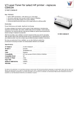 V7 Laser Toner for select HP printer - replaces CB403A V7-M07-C0403A-M Folheto