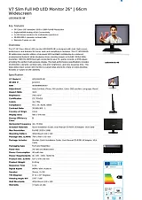 V7 Slim Full HD LED Monitor 26" | 66cm Widescreen LED26W3S-9E Листовка