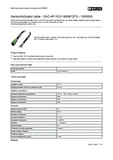 Phoenix Contact Sensor/Actuator cable SAC-4P-10,0-186/M12FS 1509500 1509500 Data Sheet
