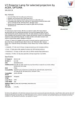 V7 Projector Lamp for selected projectors by ACER, OPTOMA VPL1515-1E Data Sheet