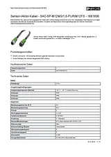 Phoenix Contact 1681606 SAC-5P-M12MS/1,5-PUR/M12FS Sensor / Actuator-Cable 1681606 Hoja De Datos