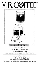 Mr. Coffee BM Series Справочник Пользователя