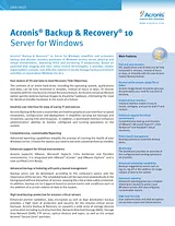 Acronis Backup Recovery 10 Server for Windows TPSLLPDED22 Fiche De Données