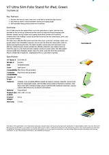 V7 Ultra Slim Folio Stand for iPad, Green TA37GRN-2E Dépliant