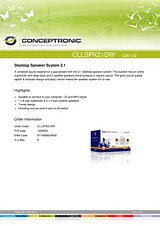 Conceptronic Desktop Speaker System 2.1 1200050 User Manual