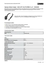 Phoenix Contact Sensor/Actuator cable SAC-3P-10,0-PUR/BI-1L-Z 1435263 1435263 Data Sheet