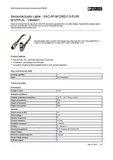 Phoenix Contact Sensor/Actuator cable SAC-5P-M12MS/1,5-PUR/M12FR-3L 1694651 1694651 Техническая Спецификация