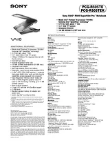 Sony PCG-R505TE Guide De Spécification