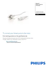 Philips Power cord (EU) for breast pump SCF915 SCF915/01 Folheto