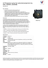 V7 Projector Lamp for selected projectors by EIKI, SHARP, DUKANE VPL1972-1E Data Sheet