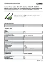 Phoenix Contact Sensor/Actuator cable SAC-4PY-MS- 0,3-PUR/2XF 1436204 1436204 데이터 시트