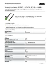 Phoenix Contact Sensor/Actuator cable SAC-8P- 1,5-PUR/M12FR SH 1522914 1522914 Fiche De Données