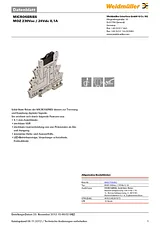 Weidmueller OPTOCOUPLER MOZ 230VAC / 24VDC 0.1A 8607750000 Техническая Спецификация