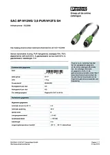 Phoenix Contact Sensor/Actuator cable SAC-8P-M12MS/ 3,0-PUR/M12FS SH 1522998 1522998 Data Sheet