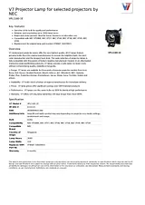 V7 Projector Lamp for selected projectors by NEC VPL1160-1E Data Sheet