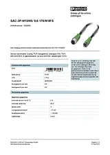 Phoenix Contact Sensor/Actuator cable SAC-3P-M12MS/ 0,6-170/M 8FS 1538403 1538403 Техническая Спецификация