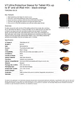 V7 Ultra Protective Sleeve for Tablet PCs up to 8" and all iPad mini - black-orange TDM23BLK-OG-2E Dépliant