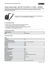 Phoenix Contact Sensor/Actuator cable SAC-3P- 3,0-PUR/A-1L-V 230V 1400694 1400694 Data Sheet