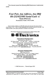 B&B Electronics RS-232/422/485 Serial Card CE 3PXCC4A ユーザーズマニュアル