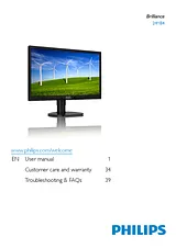 Philips LCD monitor, LED backlight 241B4LPYCB 241B4LPYCB/00 Manuel D’Utilisation