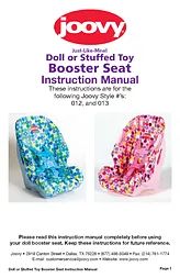 Joovy DOLL OR STUFFED TOY BOOSTER 12 User Manual