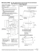 KitchenAid 30'' Wall-Mount 600 CFM Canopy Hood, Commercial-Style Dimensional Illustrations