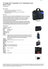 V7 Edge Slim Toploader 13.3" Notebook Case  black / blue CTD4-BLU-9E Leaflet