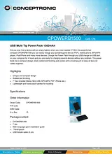 Conceptronic USB Multi Tip Power Pack 1500mAh 1100047 Fiche De Données