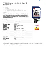 V7 SDHC Memory Card 32GB Class 10 VASDH32GCL10R-2E Leaflet