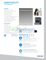 Samsung DW80F600UTB Specification Sheet