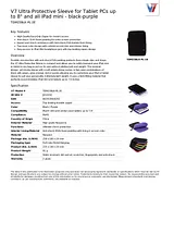 V7 Ultra Protective Sleeve for Tablet PCs up to 8" and all iPad mini - black-purple TDM23BLK-PL-2E 数据表