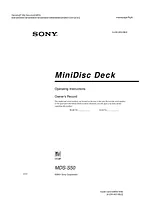 Sony MDS-S50 Справочник Пользователя