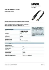 Phoenix Contact Sensor/Actuator cable SAC-4P-M5MS/ 5,0-PUR 1530320 1530320 Hoja De Datos