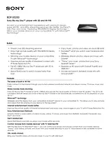 Sony BDPS5200 Specification Guide