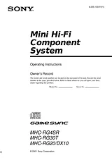 Sony MHC-RG4SR Manual