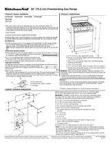 KitchenAid 30-Inch 5-Burner Gas with Griddle Freestanding Range, Architect® Series II 尺寸示意图