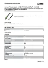Phoenix Contact 1681680 SAC-3P-M 8MS/5,0-PUR Sensor / Actuator Cable 1681680 Data Sheet