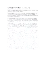 Sony ERS-220 Warranty Information