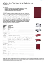V7 Ultra Slim Folio Stand for iPad mini, red TAM37RED-2E Dépliant