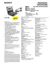 Sony PCG-FX170K Specification Guide