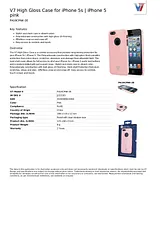 V7 High Gloss Case for iPhone 5s | iPhone 5 pink PA19CPNK-2E Ficha De Dados