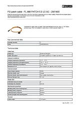 Phoenix Contact FO patch cable FL MM PATCH 5,0 LC-SC Orange 2901800 数据表