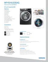 Samsung WF45H6300AW Hoja De Especificaciones